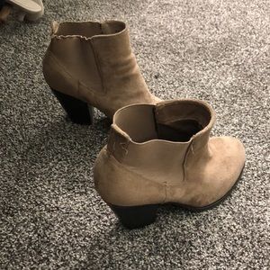 Beige Size 9 booties, Worn about 5 times, good condition